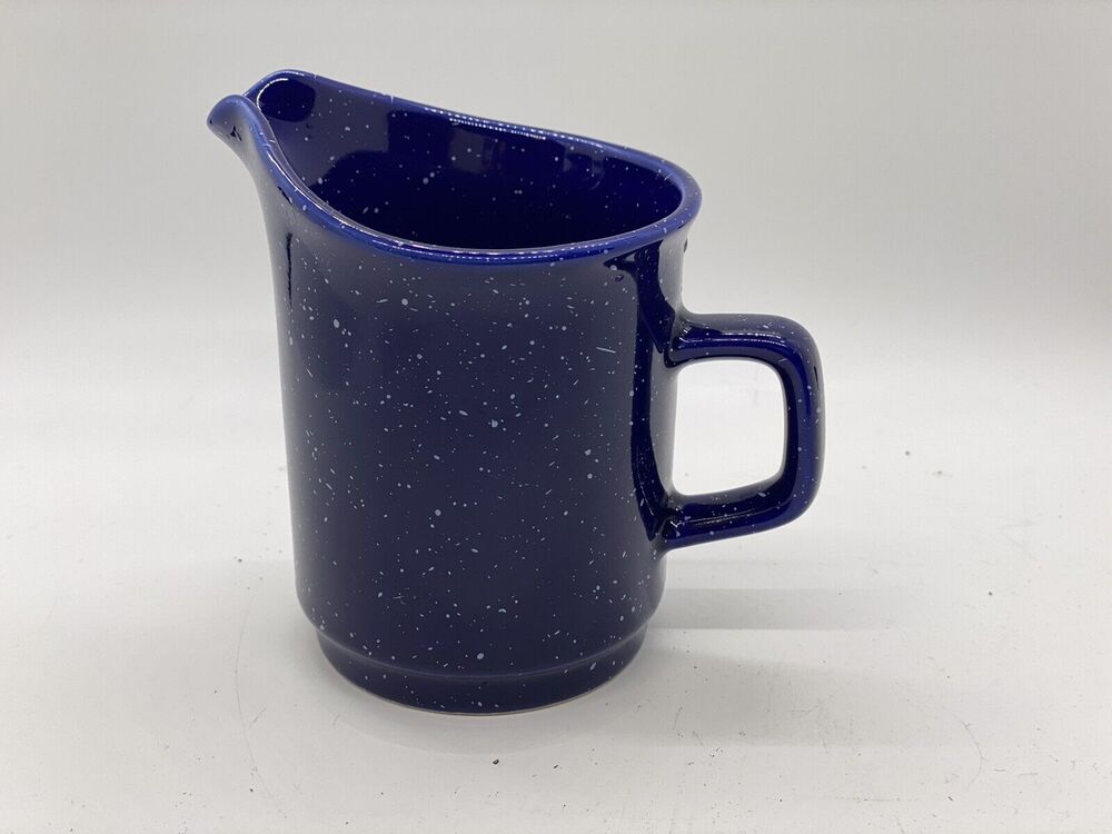 Vintage Japan Stoneware Speckled Cobalt Blue Creamer/ Pourer w/ Handle & Stamped